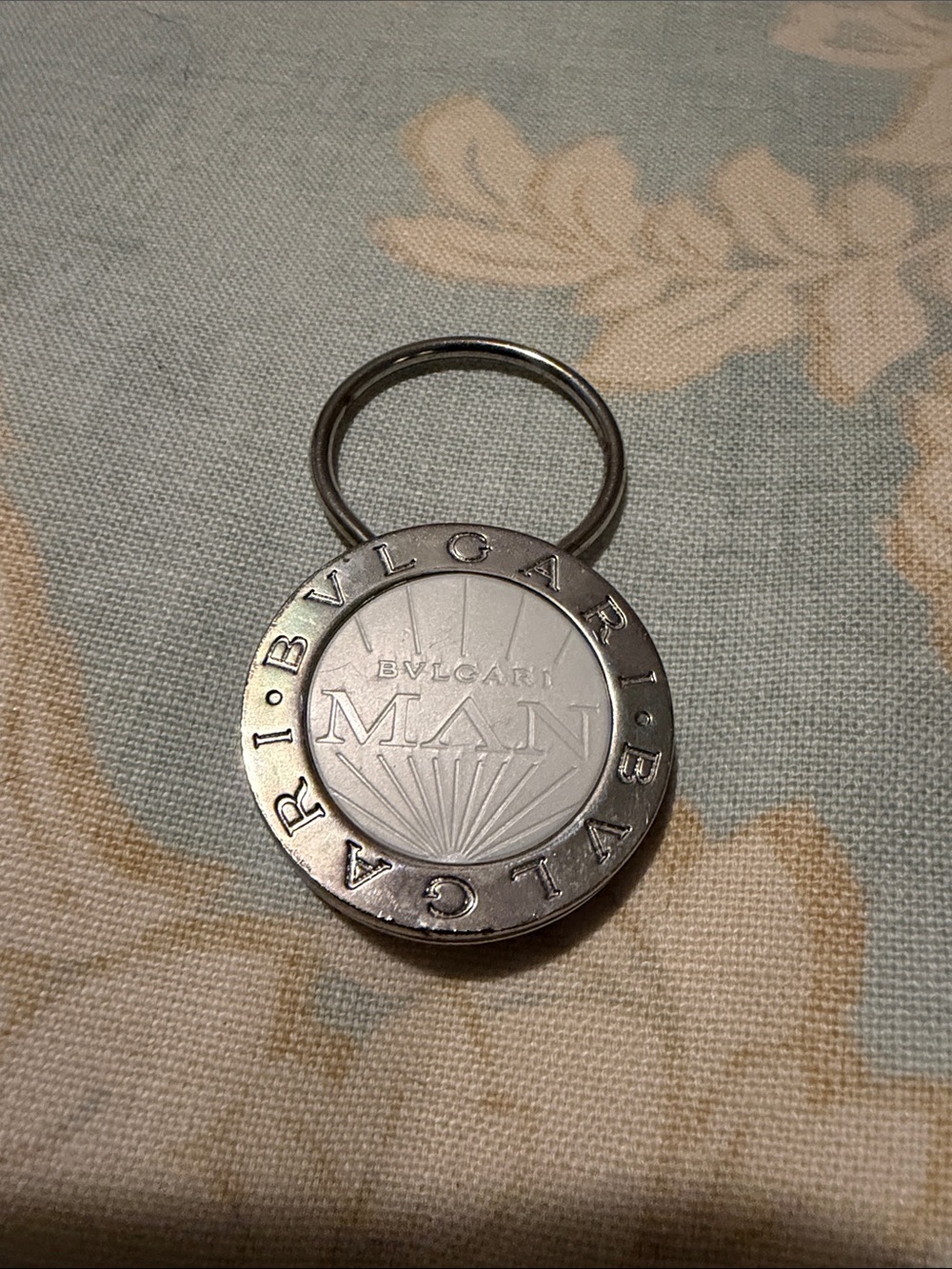 Bvlgari Silver Metal 'Man' Key Ring